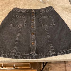 Distressed black mini skirt